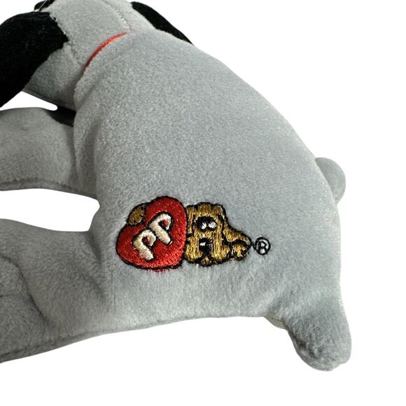 Vintage 1986 Tonka Pound Puppies 7” Plush Gray Black Ears No Spots Red Collar - Picture 3 of 7